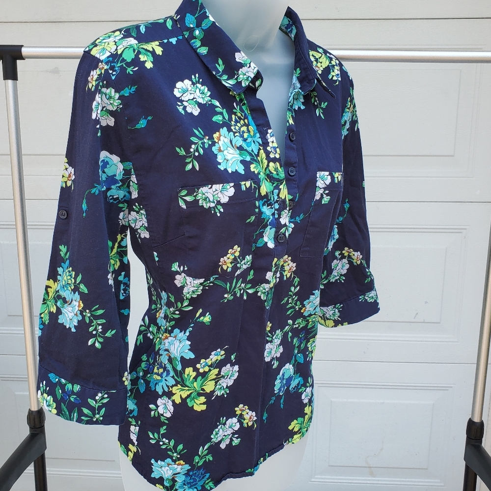 7th Ave Design Studio New York & Company Navy Top